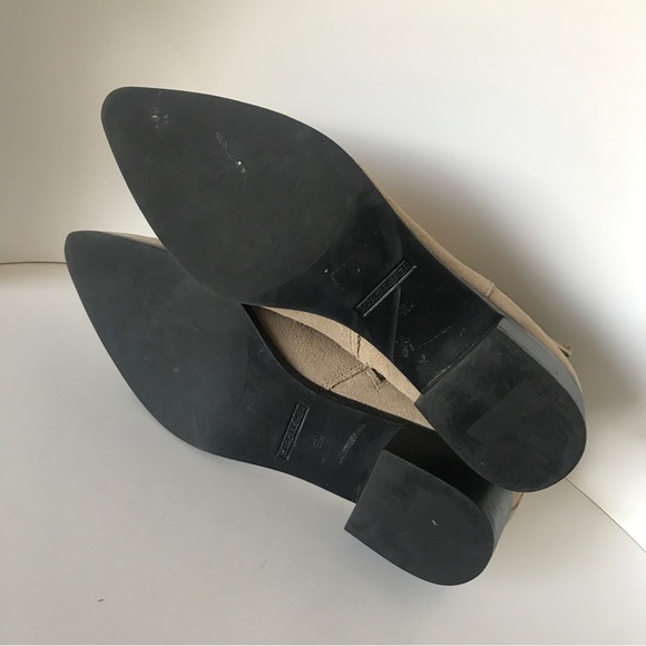 Marc Fisher 9.5 Natural Suede Beige Ireene Pointed Toe Strap Detail Ankle Boots. - Picture 9 of 14